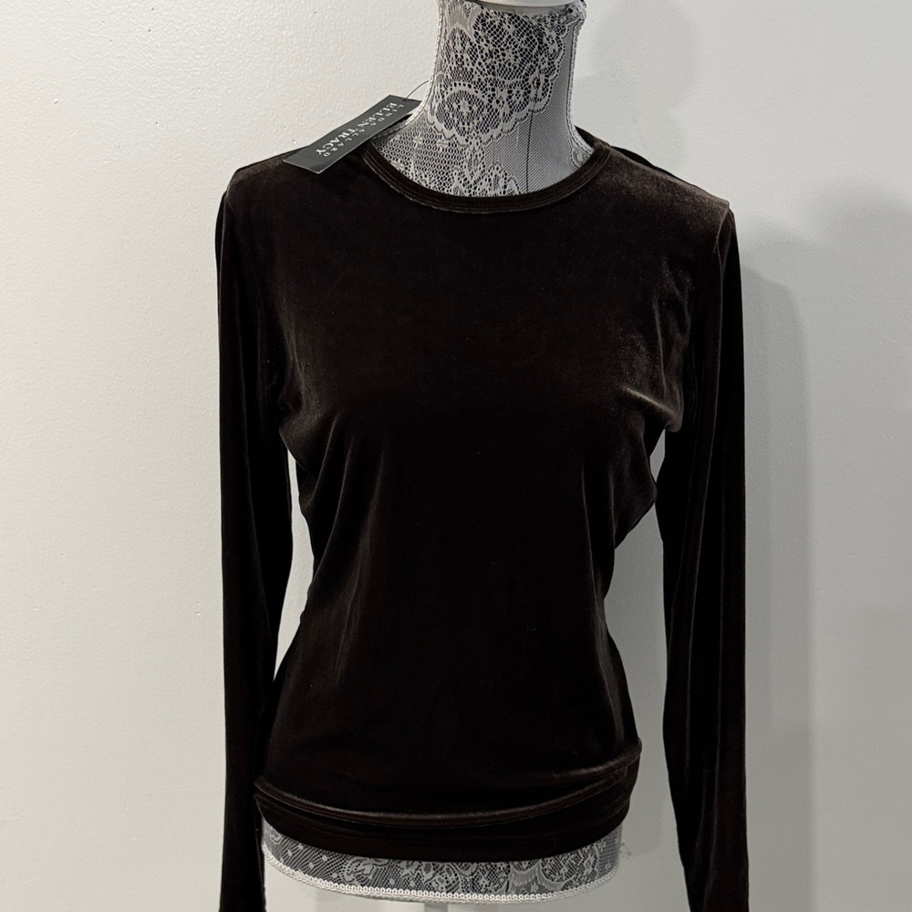 Elegant Black Velvet Long Sleeve Top
